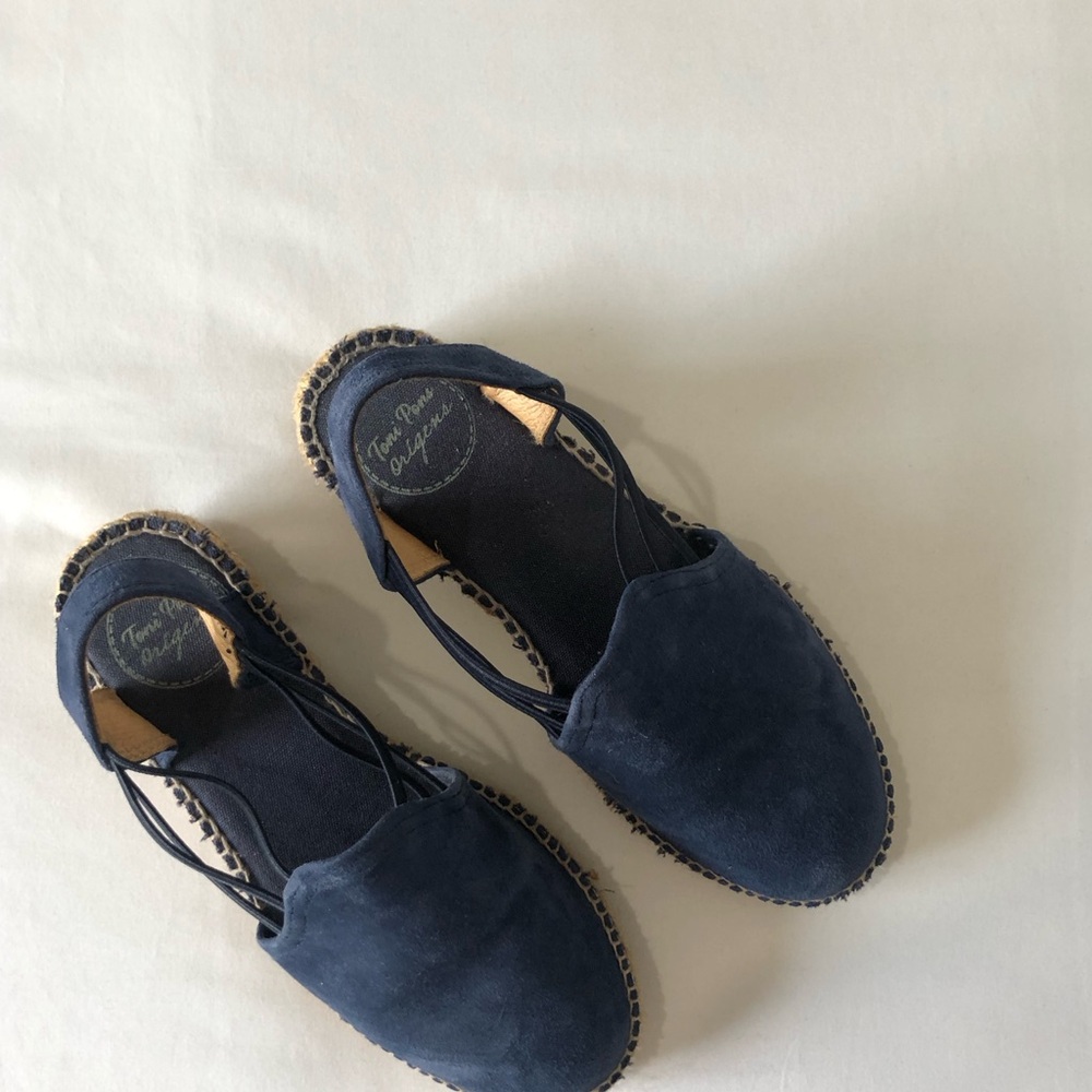 Women’s Navy Suede Espadrille Sandals with Back Strap